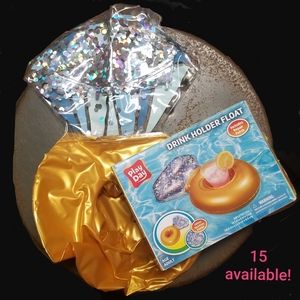 NIB GLITTER diamond ring drink Float